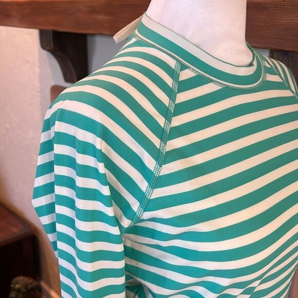 J. Crew Long Sleeve Rash Guard, Green and White Stripe, size M - Picture 4 of 9